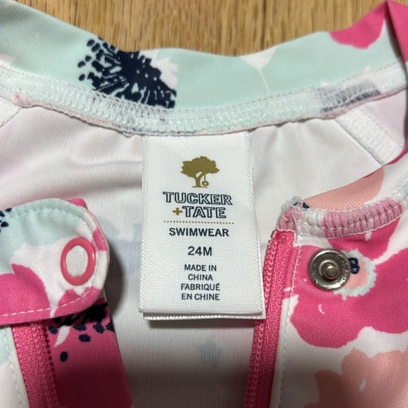 Tucker + Tate 24M Floral One Piece Multicolor Long Sleeve Swimwear - Picture 2 of 5